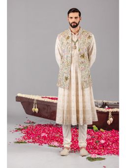 KALPRAAG - Phool Pankh Blue Jacket, Anarkali Kurta with Churidar & Belt