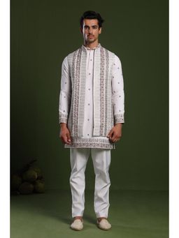 KALPRAAG - Kshitij White Jacket & Kurta with Pant