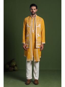 KALPRAAG - Aditya Haldi Yellow Kurta, Pant with Jacket & Dupatta