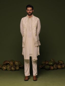 KALPRAAG - Aarav Ivory Jacket & Kurta, Pant with Dupatta