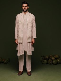 KALPRAAG - Abhay Light Pink Jacket Kurta, Pant & Jacket with Dupatta