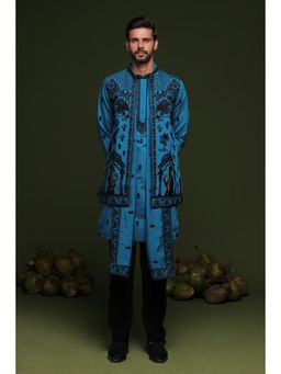 KALPRAAG - Vasu Persian Blue Jacket, Kurta & Pant with Dupatta