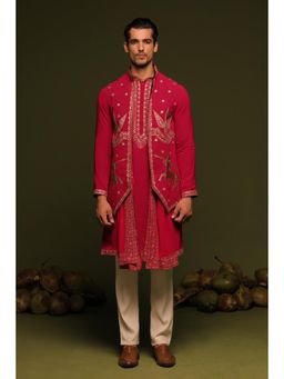 KALPRAAG - Manohar Hot Pink Jacket, Kurta with Pant & Dupatta