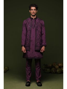 KALPRAAG - Simha Purple Handwork Jacket & Kurta with Pant
