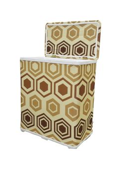 Premsons - Fabric Geometric Hexagon Print Laundry Basket Brown