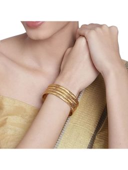 Accessher - Set of 4 Matte Gold-Plated Handcrafted Bangle For Girls - 2.4