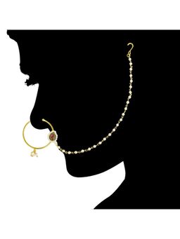 Accessher - Traditional Kundan and Pearl Nose Ring/Nath Wedding Collection, Pack of 1