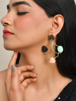 Shoshaa - Gold-Plated Quirky Multi Stone Drop Earrings