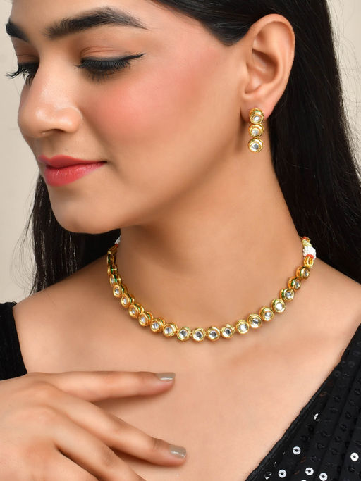 Shoshaa Gold Plated Kundan Studded Jewellery Set