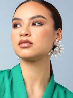 Sohi - Gold Plated Party Designer Stone and Pearls Stud for Women