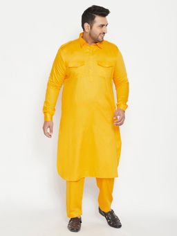 Vastramay - Men Yellow Cotton Blend Pattani