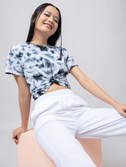 Twenty Dresses by Nykaa Fashion - Multicolor Tie And Dye Round Neck Crop Top