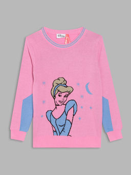 Blue Giraffe - Girls Pink Printed Sweater