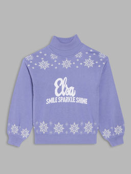 Blue Giraffe - Girls Purple Printed Style Sweater