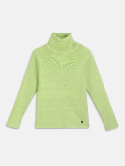 Blue Giraffe - Girls Green Solid Turtle Neck Sweater