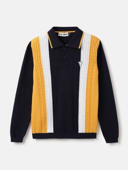 Blue Giraffe - Boys Multi Striped Polo Collar Sweater