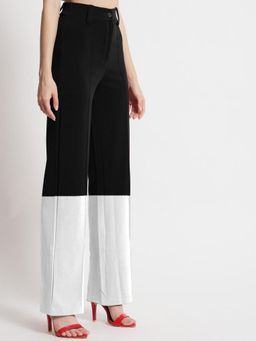 KOTTY - Women's Black Colorblock High Waist Trouser