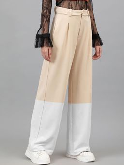 KOTTY - Women's Peach Colorblock High Waist Trouser