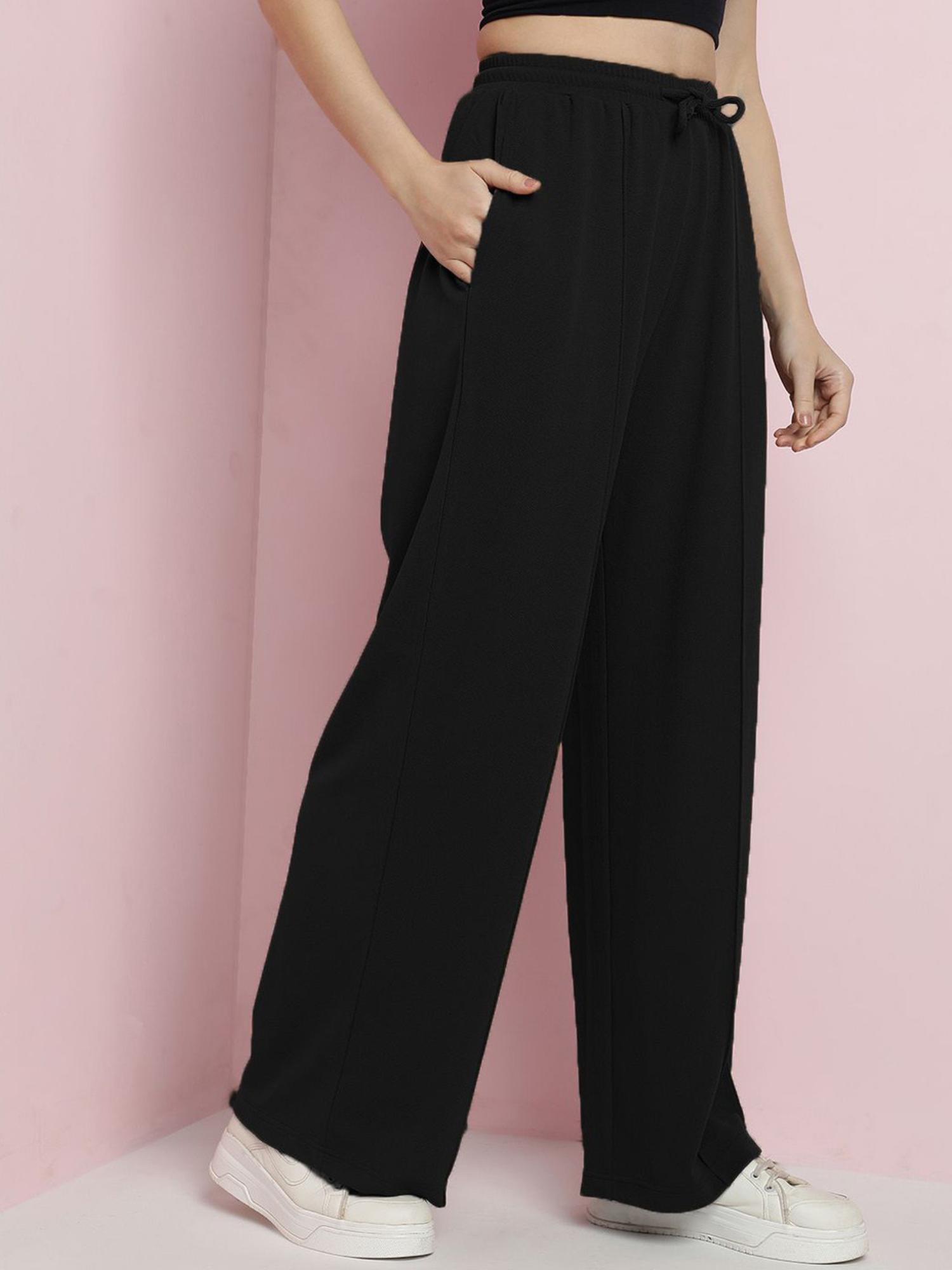 kotty Women's Black Solid High Waist Trouser-picture-16