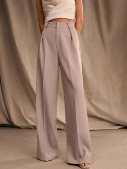 KOTTY - Women's Pink Solid High Waist Trouser