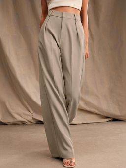 KOTTY - Women's Khaki Solid High Waist Trouser