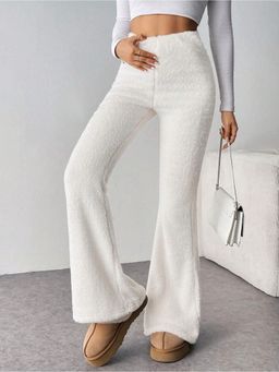 KOTTY - Women's White Solid High Waist Trouser