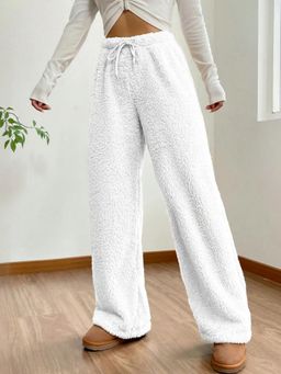 KOTTY - Women's White Solid High Waist Trouser