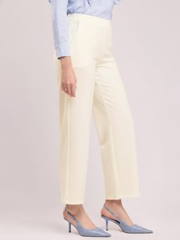KOTTY - Women's Beige Solid High Waist Trouser