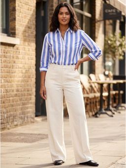 KOTTY - Women's Beige Solid High Waist Trouser