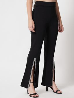 KOTTY - Women's Black Solid High Waist Trouser
