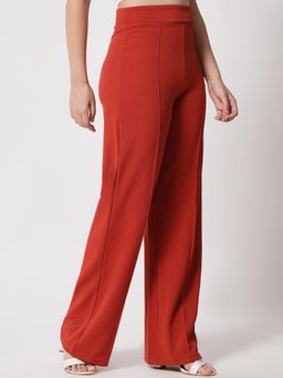 KOTTY - Women's Rust Solid High Waist Trouser