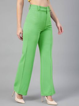 KOTTY - Women's Green Solid High Waist Trouser