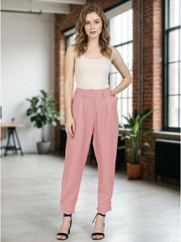 KOTTY - Women's Pink Solid High Waist Trouser