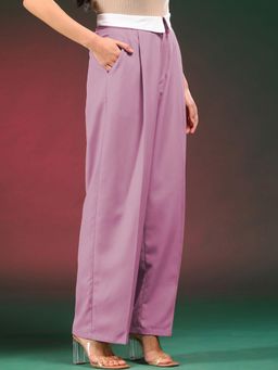 KOTTY - Women's Pink Solid High Waist Trouser