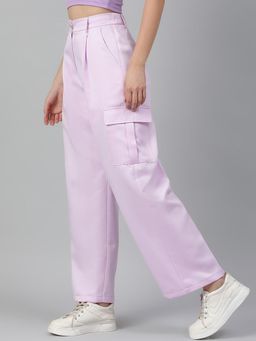 KOTTY - Women's Pink Solid High Waist Trouser