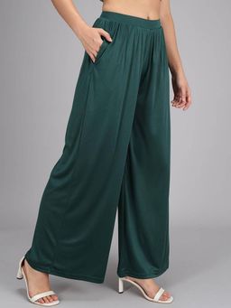 KOTTY - Women's Green Solid Mid Waist Trouser