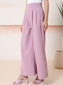 KOTTY - Women's Pink Solid High Waist Trouser