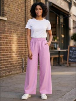 KOTTY - Women's Pink Solid High Waist Trouser