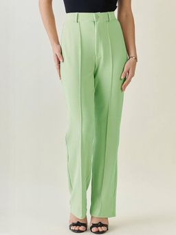 KOTTY - Women's Green Solid High Waist Trouser