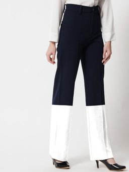 KOTTY - Women's Black Colorblock High Waist Trouser