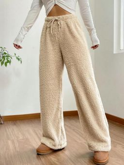 KOTTY - Women's Beige Solid High Waist Trouser