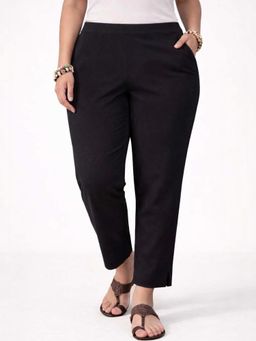 KOTTY - Women's Black Solid High Waist Trouser