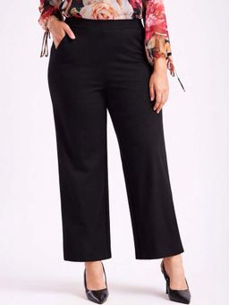 KOTTY - Women's Black Solid High Waist Trouser