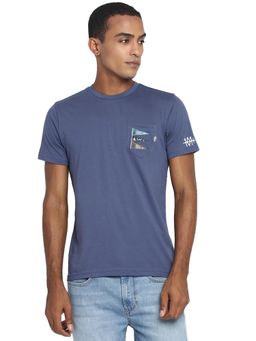 Lee - Men Blue Solid Slim Fit T-shirt
