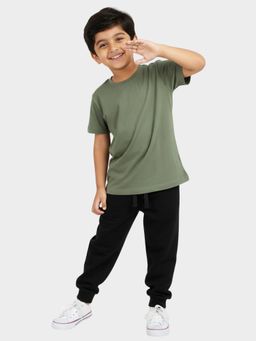 Orange Sugar - Kids Unisex Cotton Olive Black Co-Ord Set