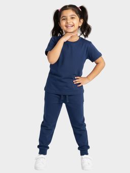 Orange Sugar - Kids Unisex Cotton Navy Blue Co-Ord Set