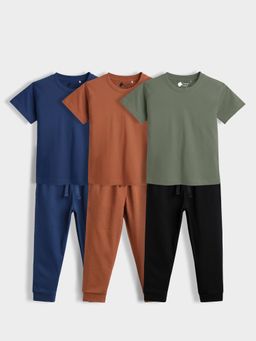 Orange Sugar - Kids Unisex Cotton Solid Co-Ord Set