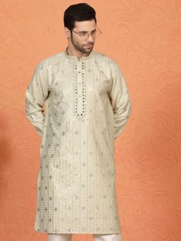 Aham-Vayam - Krish Mirror Embroidered Green Kurta with Pant