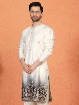 Aham-Vayam - Phool Vatika Ombre Embroidered Off White Kurta with Pant