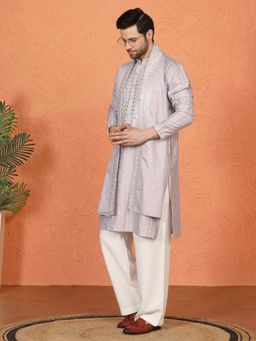 Aham-Vayam - Raas Mirror Embroidered Purple Kurta with Pant and Dupatta